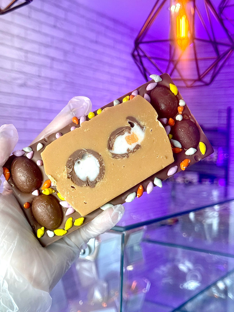 Easter Cream Egg Chocolate Fudge Bar