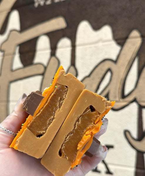 Boo! Halloween Caramel Fudge Pie